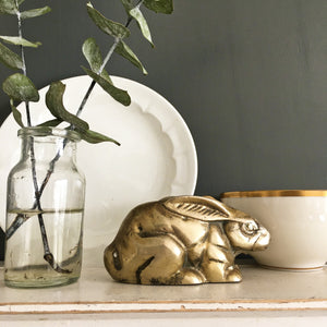 Vintage Brass Rabbit Figurine with the Delightfully Furious Face