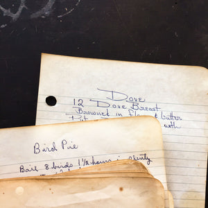 Vintage Handwritten Southern Recipes circa 1960's - Bundle of 53 Looseleaf Recipes