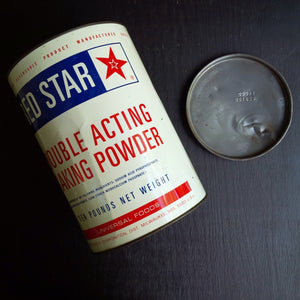 Vintage Red Star Baking Powder Tin - 10lbs - 1960's Universal Foods Container
