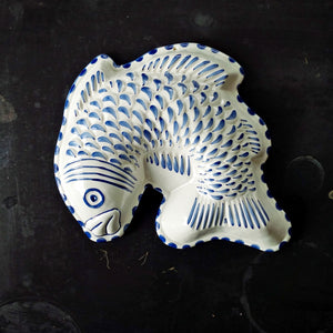 Blue and White Ceramic Fish Mold - Made In Italy - ABC Bassano {RESERVED FOR DAVID}