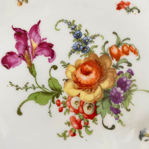 Large Antique Rudolstadt Schwarzburg Porcelain Charger Chop Cake Plate - Colorful Florals Purple Iris