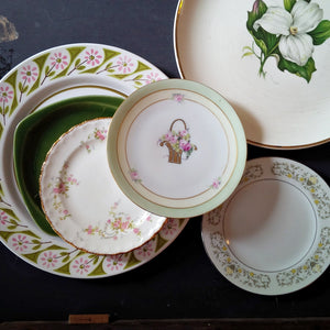 The Cottage Garden Collection - Mix & Match Vintage China Collection - Green Florals - Set of Six