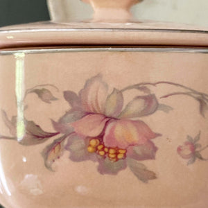 Vintage 1930s Pink Floral Cream & Sugar Set - Royal Beige Ware Silver Moon Pink Pattern by American Limoges
