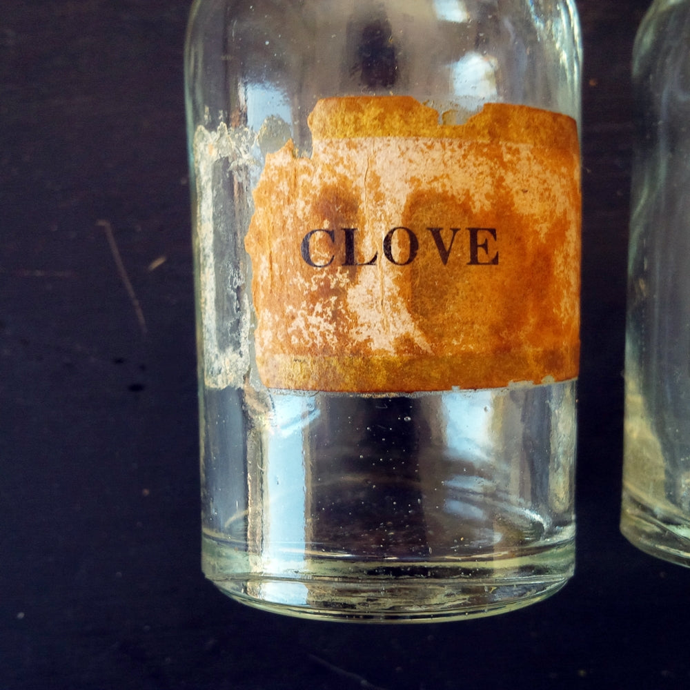 Vintage Glass Spice Bottles - 1970's Kitchen Storage Apothecary