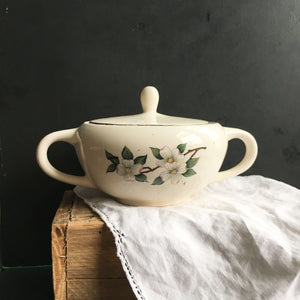 Rare Vintage Harker Pottery Dogwood Sugar Bowl with Lid circa 1940s