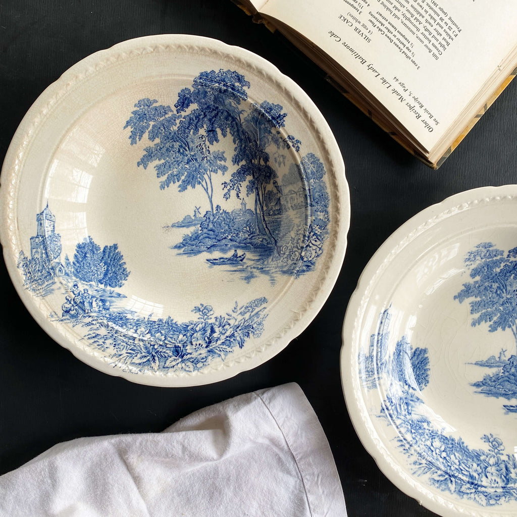 Vintage Swinnertons Blue Ferry Coupe Bowls circa 1940s - Set of Two