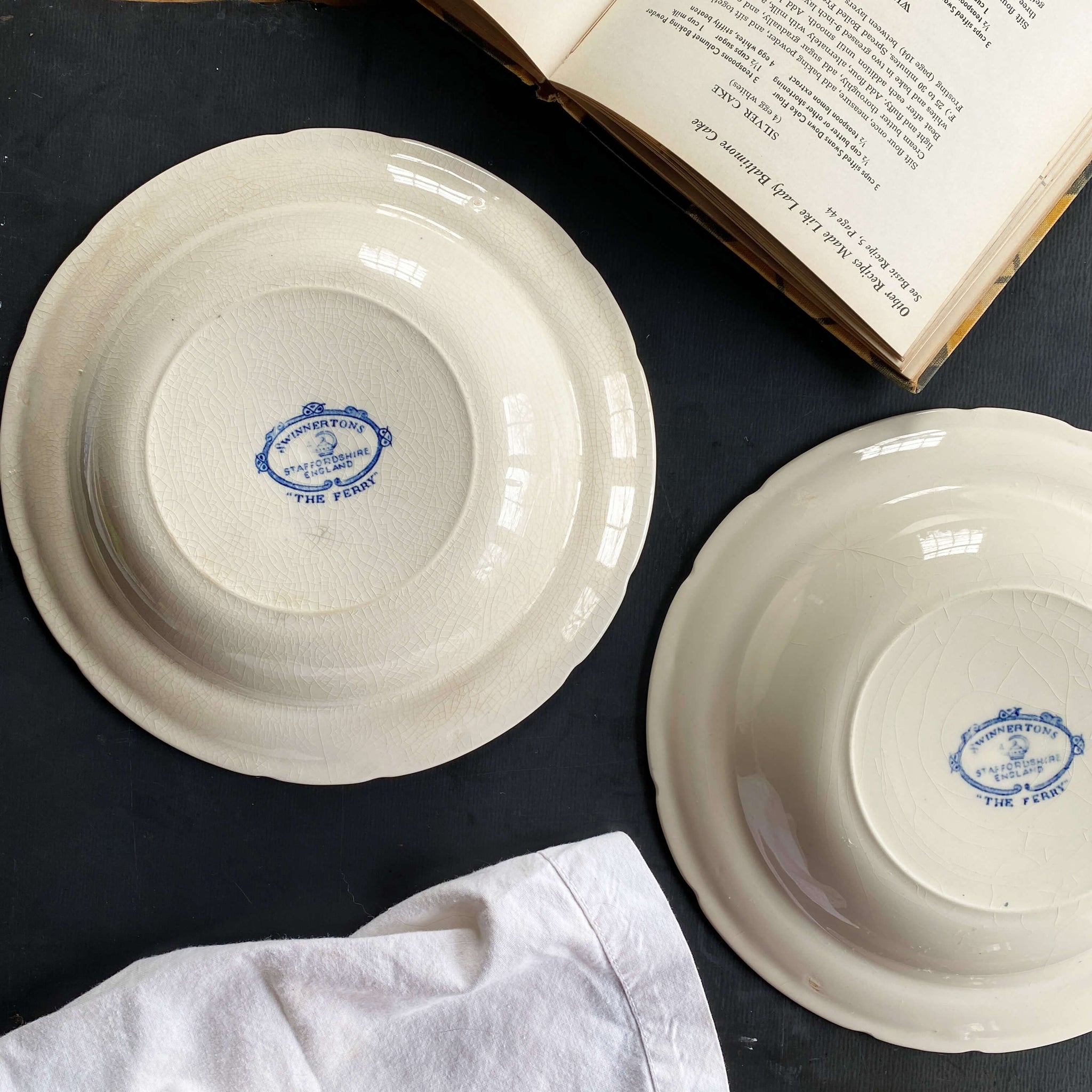Vintage Swinnertons Blue Ferry Coupe Bowls circa 1940s - Set of Two