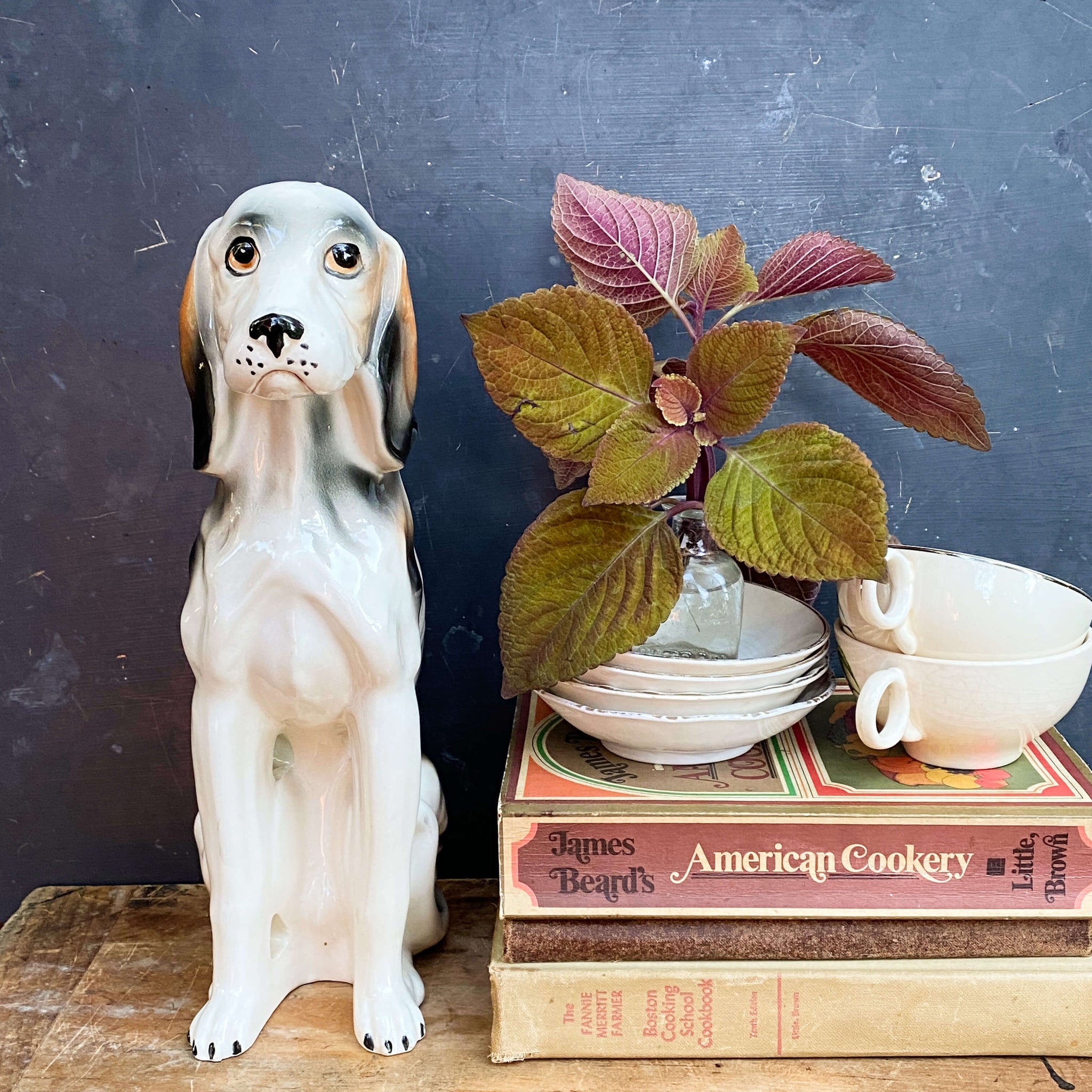 Vintage Tall Ceramic Foxhound Dog Figurine circa `1950s