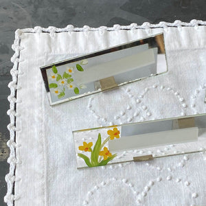 Vintage Floral Place Cards - Mirrored Glass Set of 8 - Glass Craft Line by The Glass Craftsmen Los Angeles circa 1930s