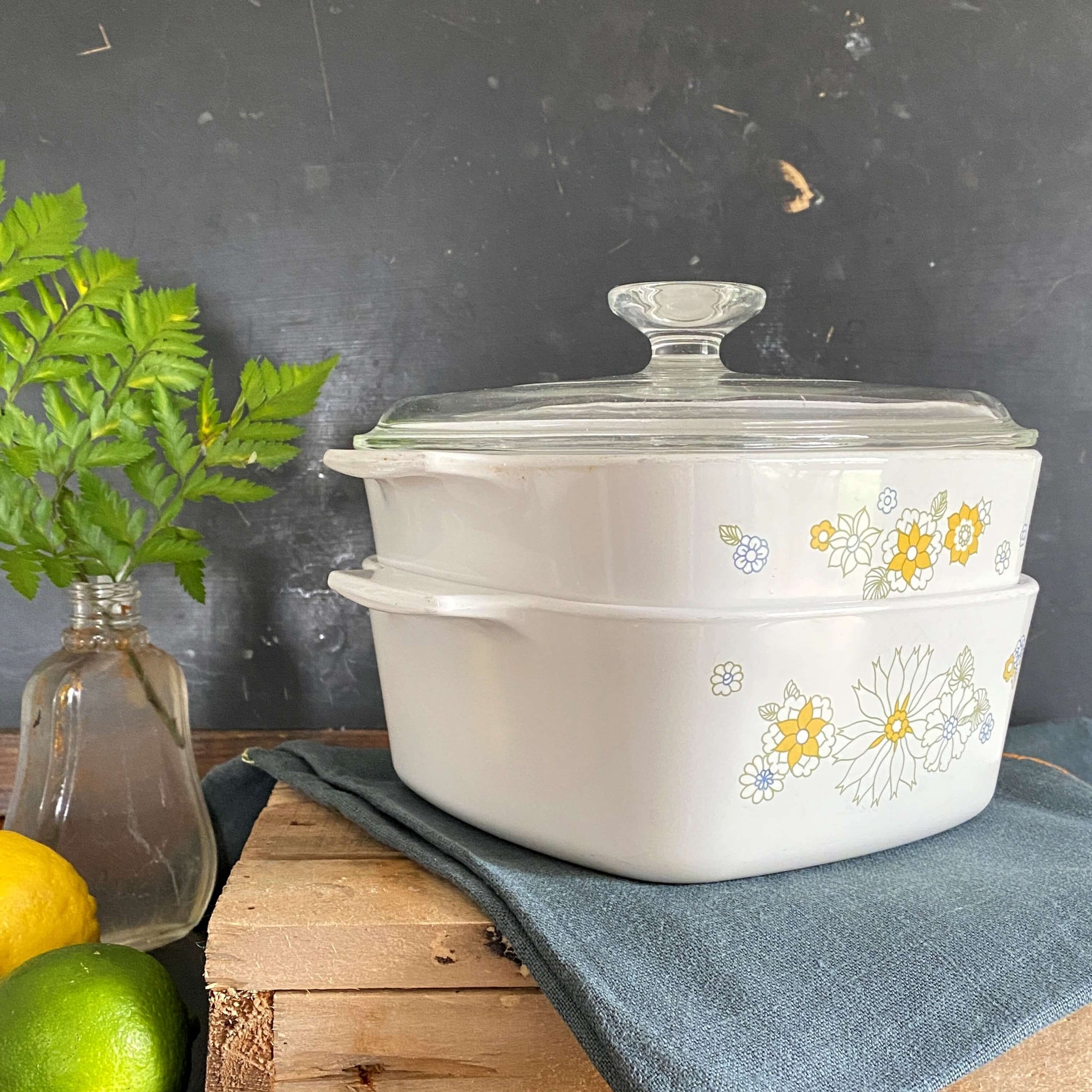 Vintage Corningware Floral Bouquet Casserole Set and 1/2 qt