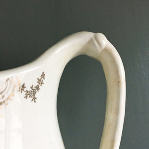 Large Antique Semi Vitreous Porcelain Pitcher - The United States Pottery Company Circa 1893-1922