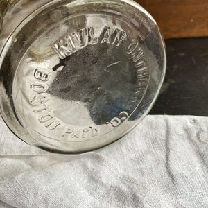 Vintage 1920s One Quart Glass Canning Jar - Double Safety Kivlan Onthank with Glass Lid & Wire Bail Closure