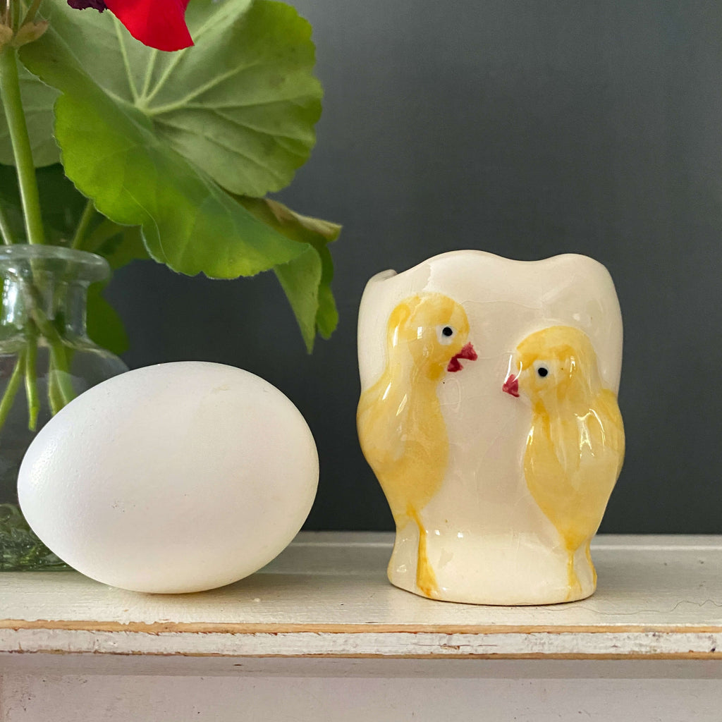 Vintage 1930s Fanny Farmer Egg Cup with Yellow Chicks