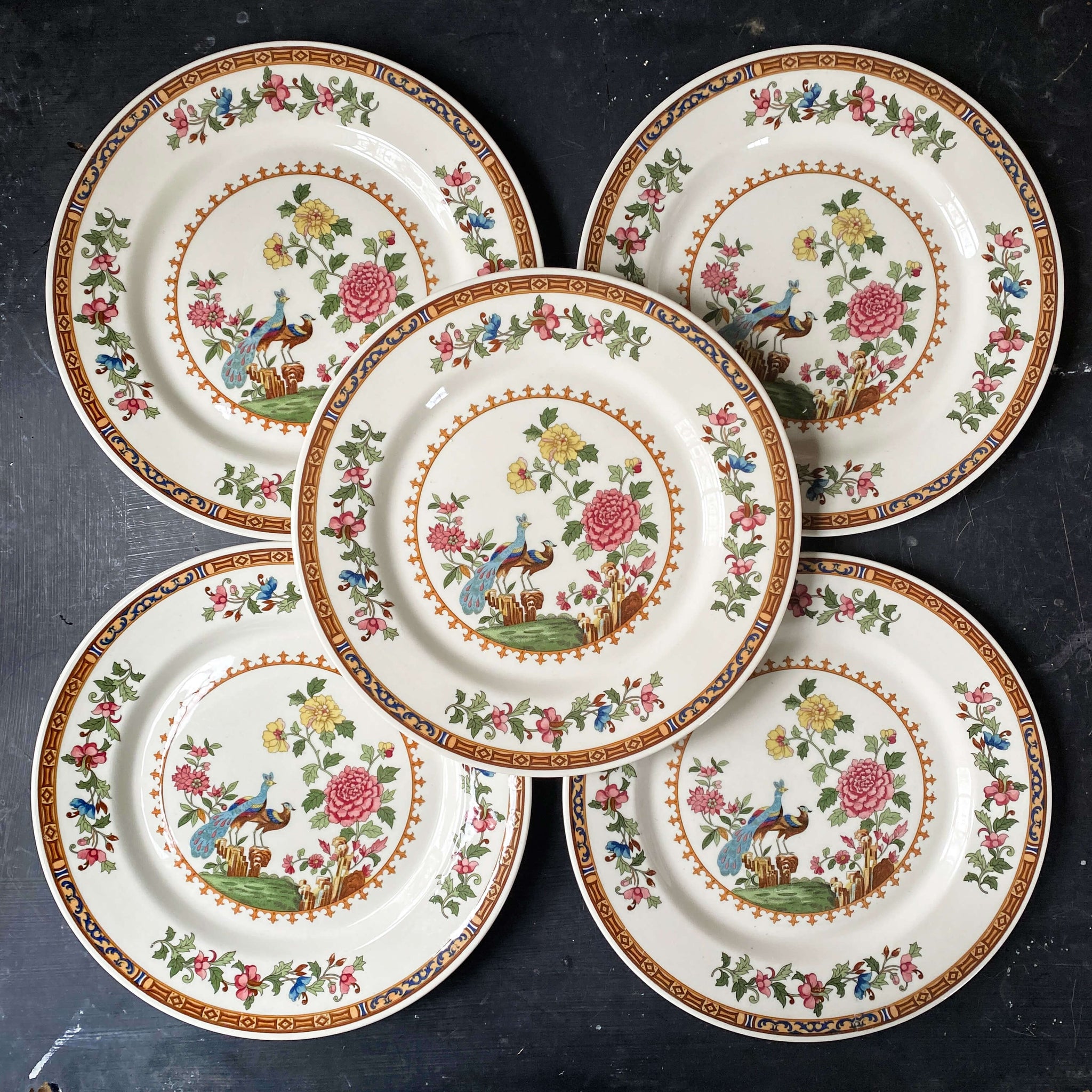 Rare Vintage 1930s Restaurant Ware Dinner Plates - Stratford by Mayer China - Set of Five