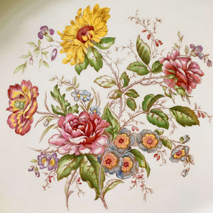 Vintage 1940s Homer Laughlin Theme Eggshell Platter circa 1944 - Sunflower Floral Bouquet