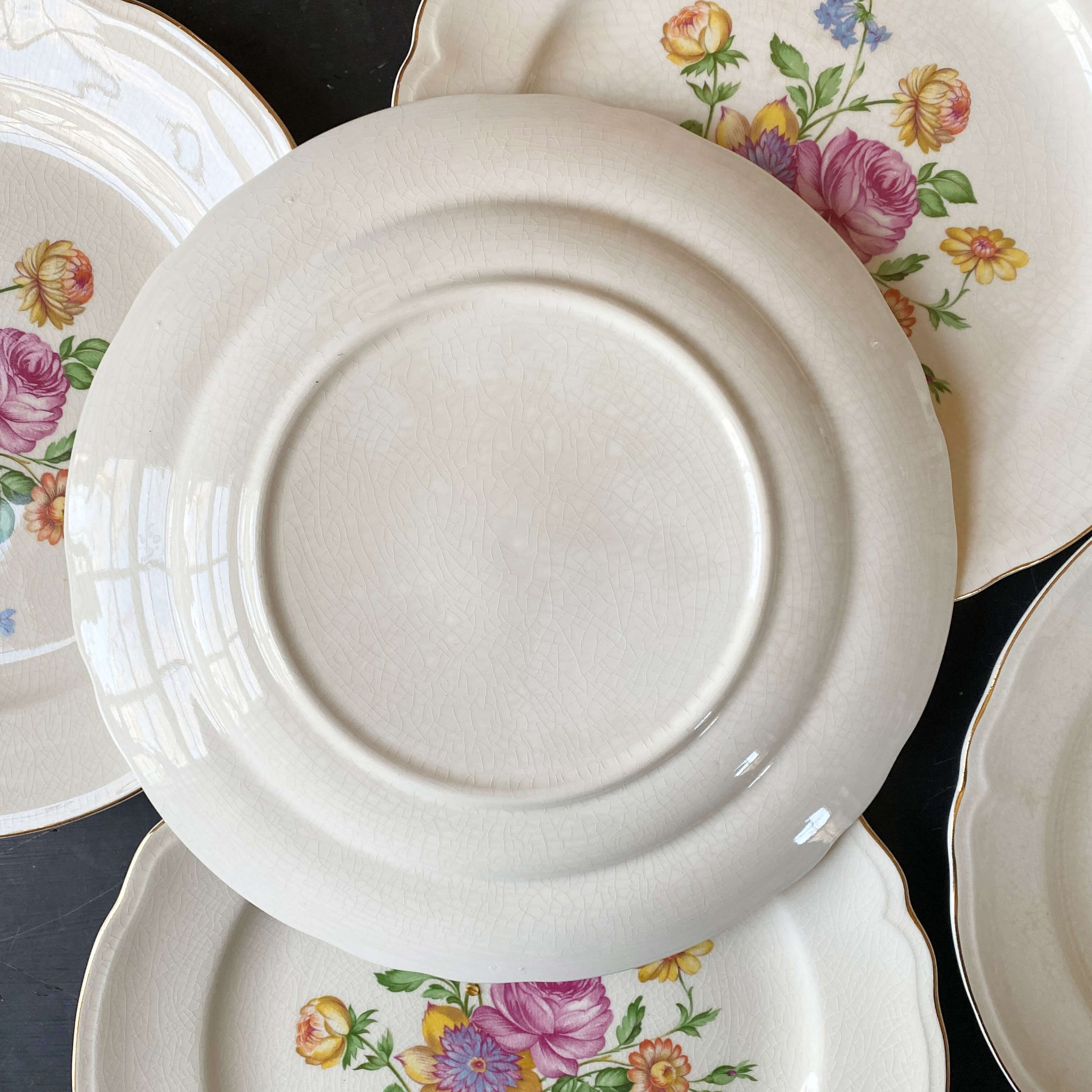 Vintage 1950s Multifloral Dinner Plates by Edwin Knowles - Set of Five
