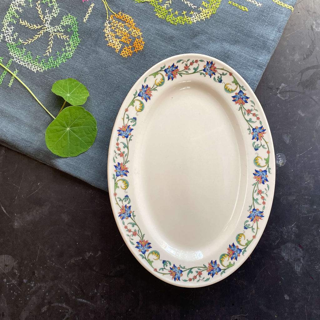 Vintage 1950s Mayer Restaurant Ware Small Platter - Tropic Pattern - True Ivory