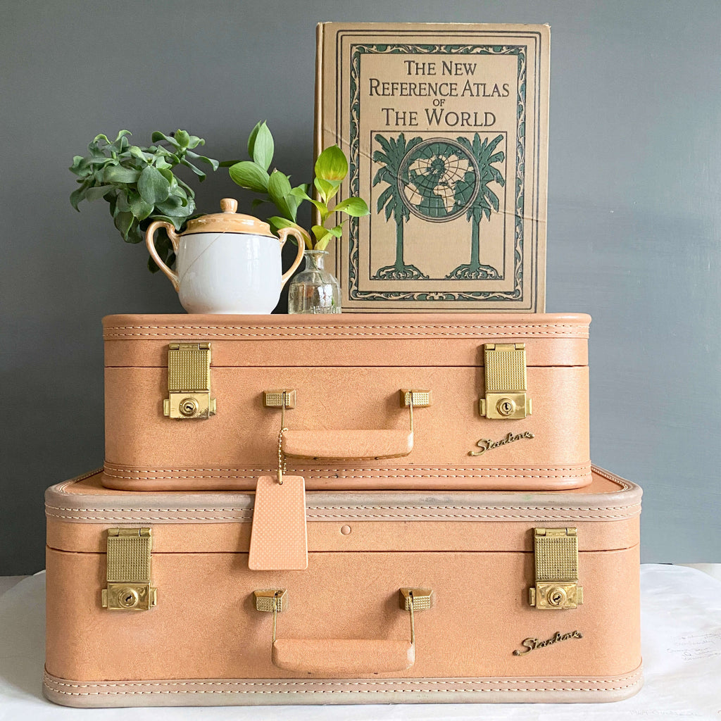 Vintage 1950s Starline Luggage  - Ladies Set of Two with Keys and Original Hang Tag circa 1955