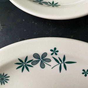 Vintage 1960s Restaurant Ware Plates - Homer Laughlin Teal Green Flower & Leaf  Pattern circa 1963