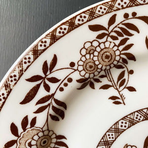 Vintage Brown Floral Restaurant Ware Dessert Plates - Sterling China Delph Pattern