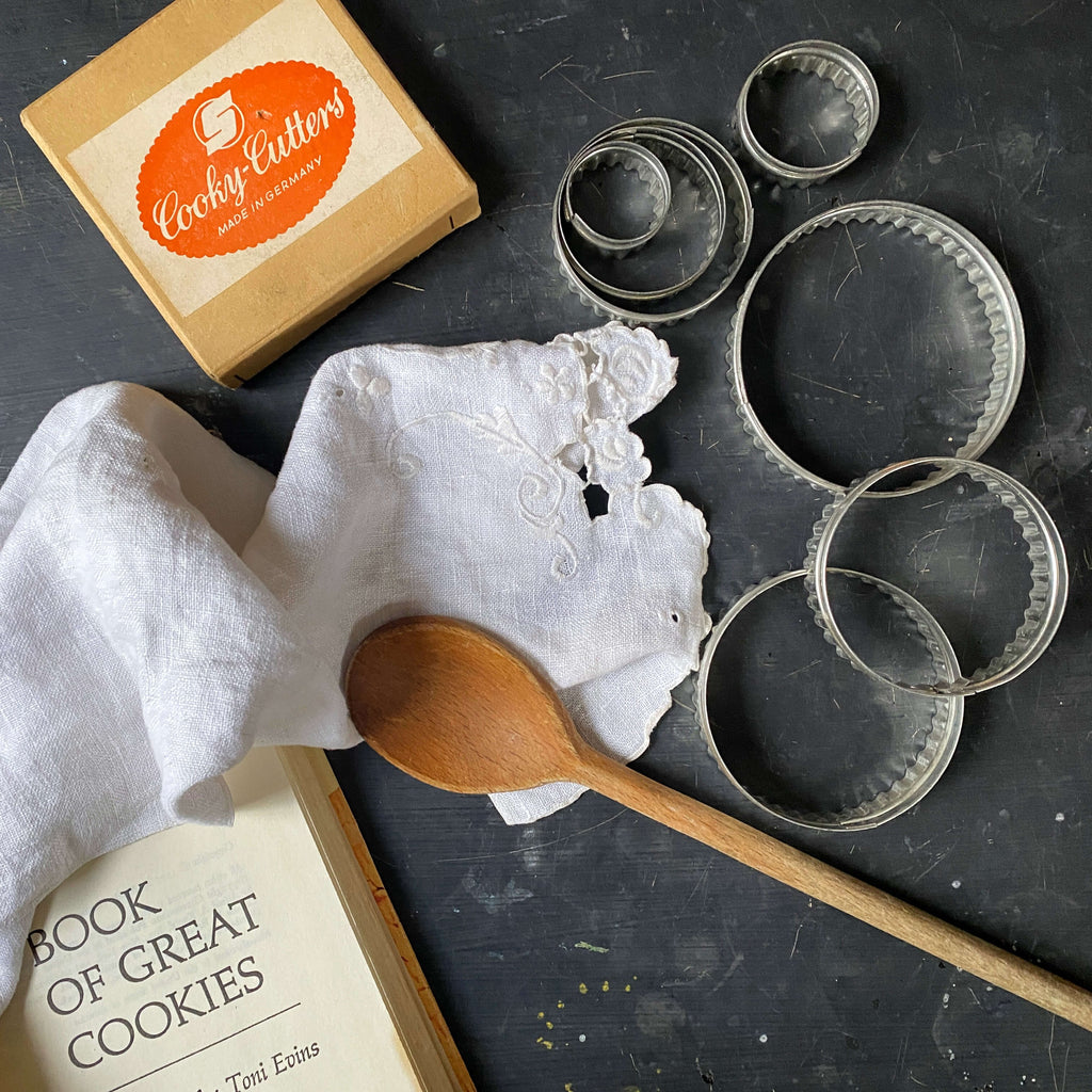 Vintage Midcentury German Cookie Cutters circa 1960s-1970s- Seven Tin Cooky Cutters