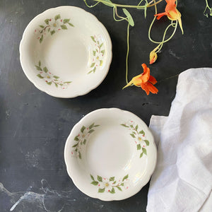 Vintage 1960s Restaurant Ware Berry Bowls - Buffalo China Dogwood Pattern Set of Two