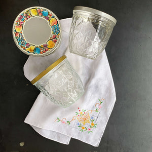 Vintage Ball Quilted Crystal Jam Jars with Snap on Lids circa 1960s - Set of Three