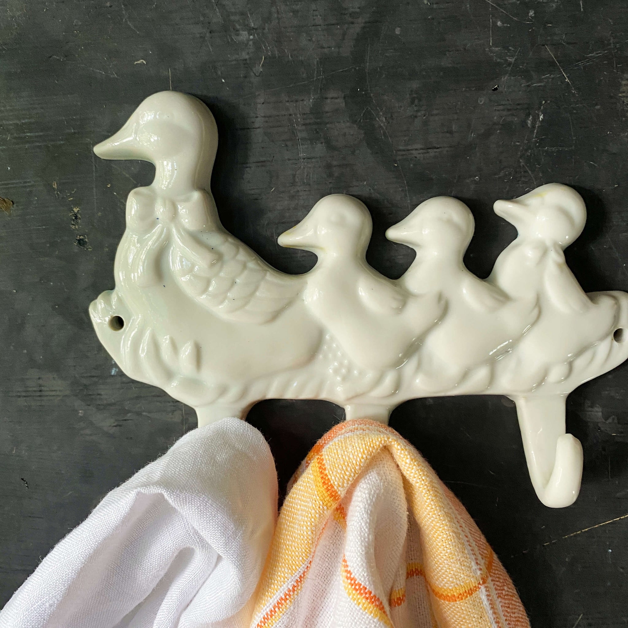 Vintage Ceramic Duckling Hook Hanger circa 1980s