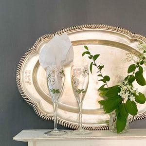 Vintage Perrier-Jouet Champagne Flutes - Belle Epoque Floral Stemware - Set of Two
