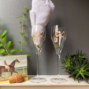 Vintage Large Perrier-Jouet Champagne Flutes - Belle Epoque Floral Stemware