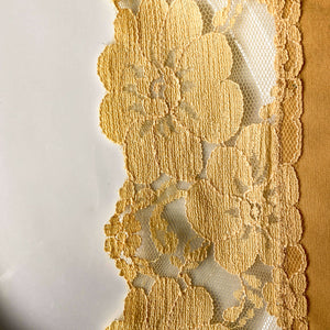 Vintage Lace Edged Cotton Tablecloth Goldenrod Yellow 36x56