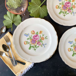 Vintage 1950s Multifloral Dinner Plates by Edwin Knowles - Set of Five