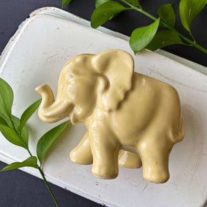 Vintage 1950s Elephant Planter Vase - Butter Yellow