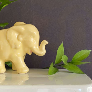 Vintage 1950s Elephant Planter Vase - Butter Yellow