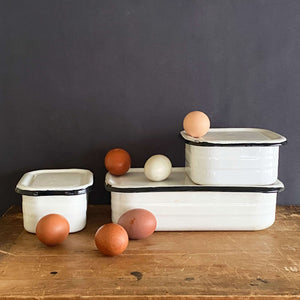 Vntage Enamelware Containers with Lids circa 1920s - Each Sold Separately