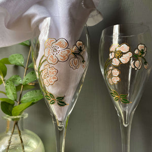 Vintage Large Perrier-Jouet Champagne Flutes - Belle Epoque Floral Stemware