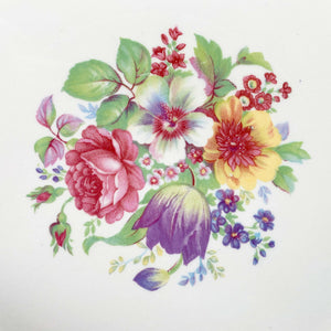 Vintage Round Floral & Filigree Platter - Hibiscus Roses & Tulips