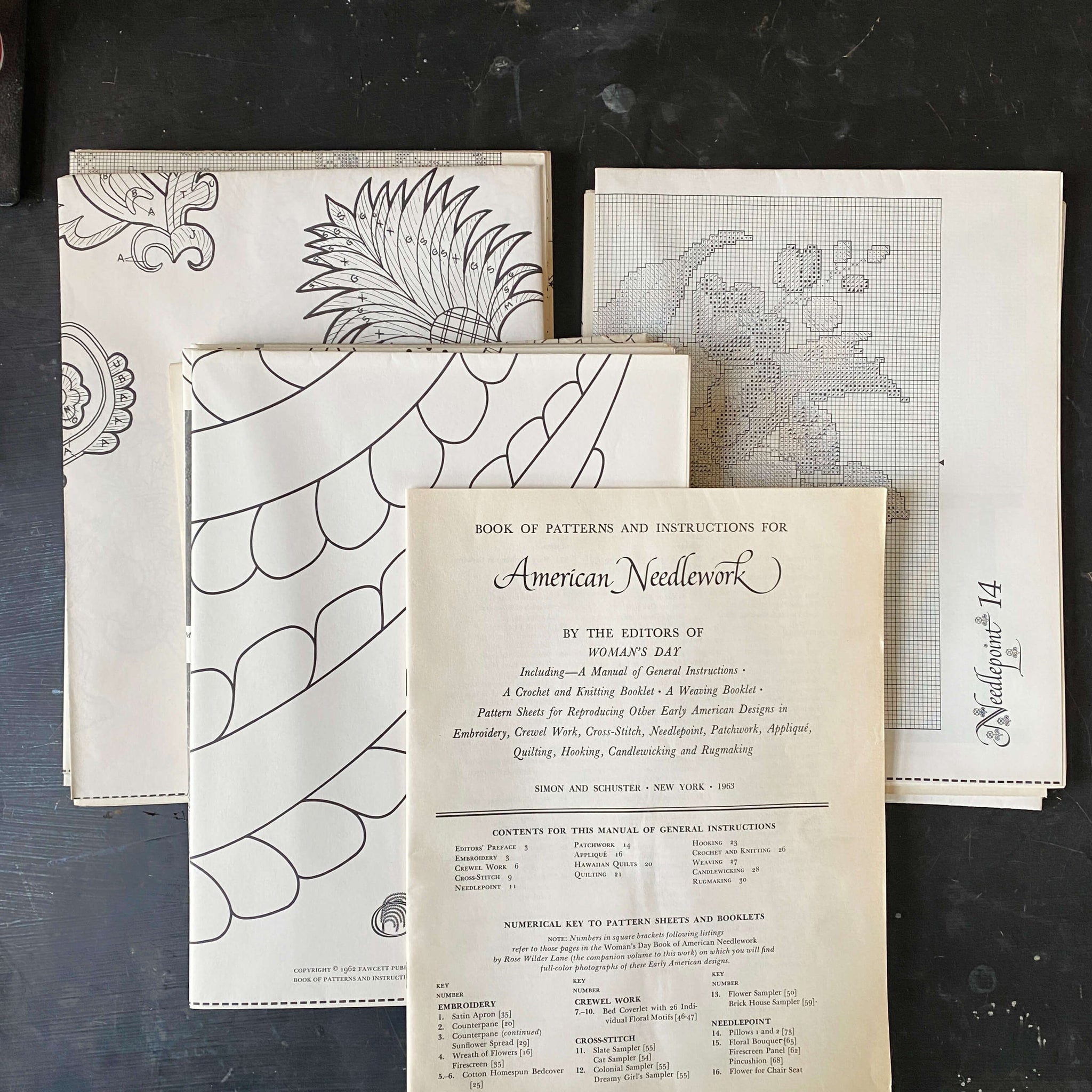 Vintage Pack of Paper Patterns for American Needlework Designs - Woman's Day circa 1963