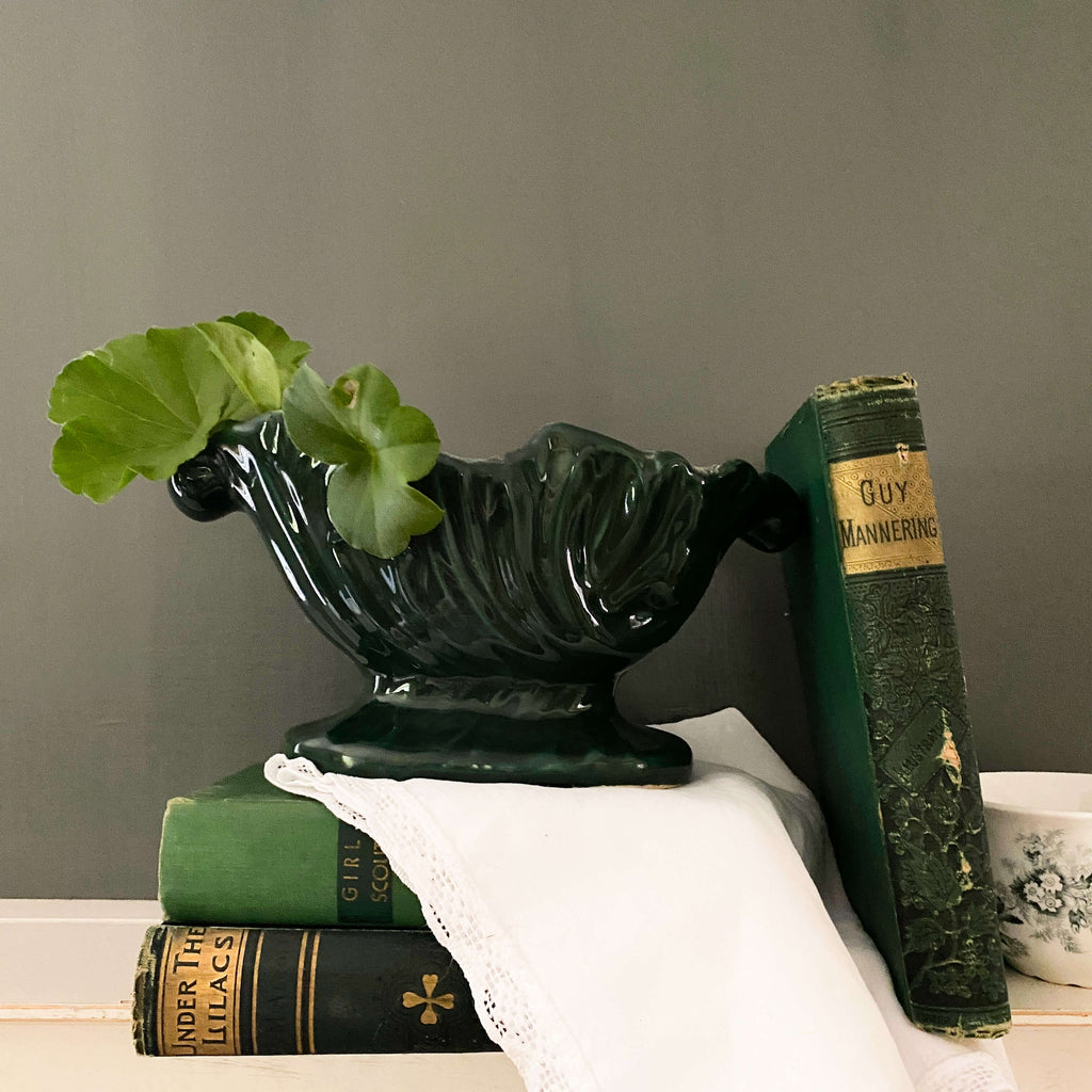 Vintage Emerald Green Pottery Planter Vase