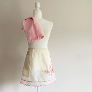 Vintage Semi-Sheer Embroidered Junior Party Apron - Size Extra Small