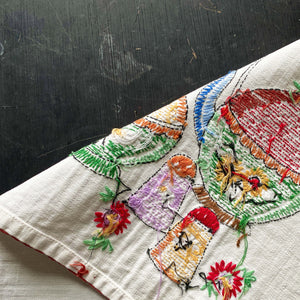 Vintage Embroidered Teapot Tea Towel