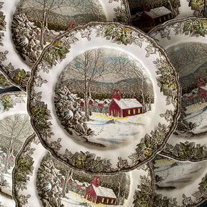 Vintage Johnson Brothers Friendly Village Dinners Plates - The Schoolhouse - Eight Plates Available