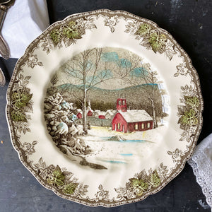 Vintage Johnson Brothers Friendly Village Dinner Plates - The School House & The Old Mill