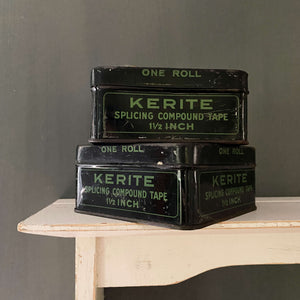 Vintage Midcentury Kerite Splicing Tape Storage Tins - Two Available