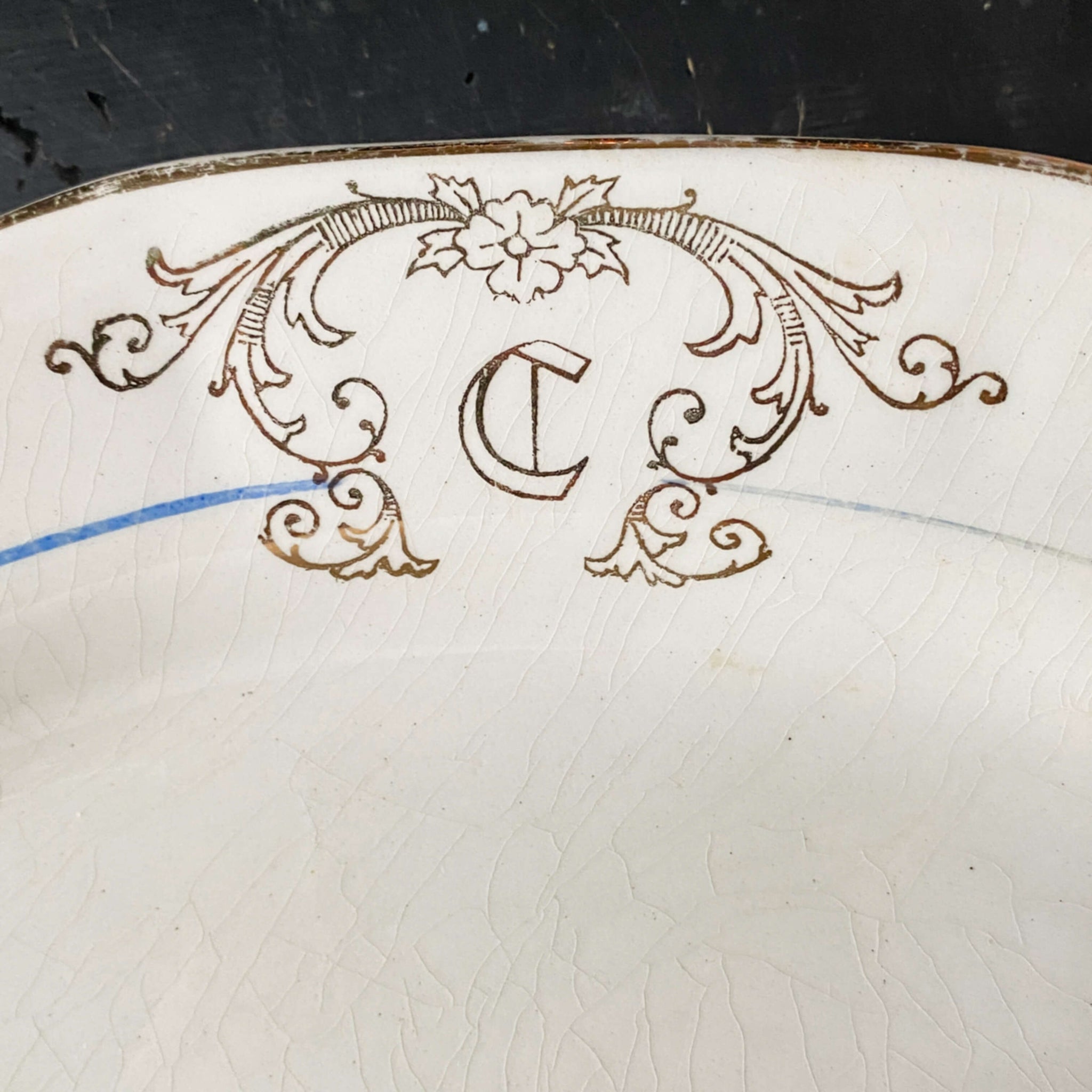 Vintage Monogrammed Platter with the Letter C - Socialite Pattern by the Limoges China circa 1910-1930