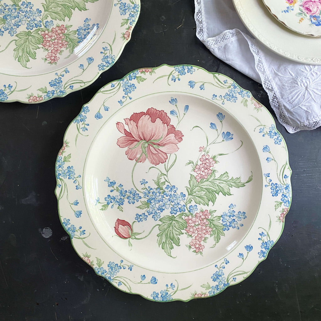 Vintage Oversized Round Floral Platters  Made by Tominaga Japan - Two Available