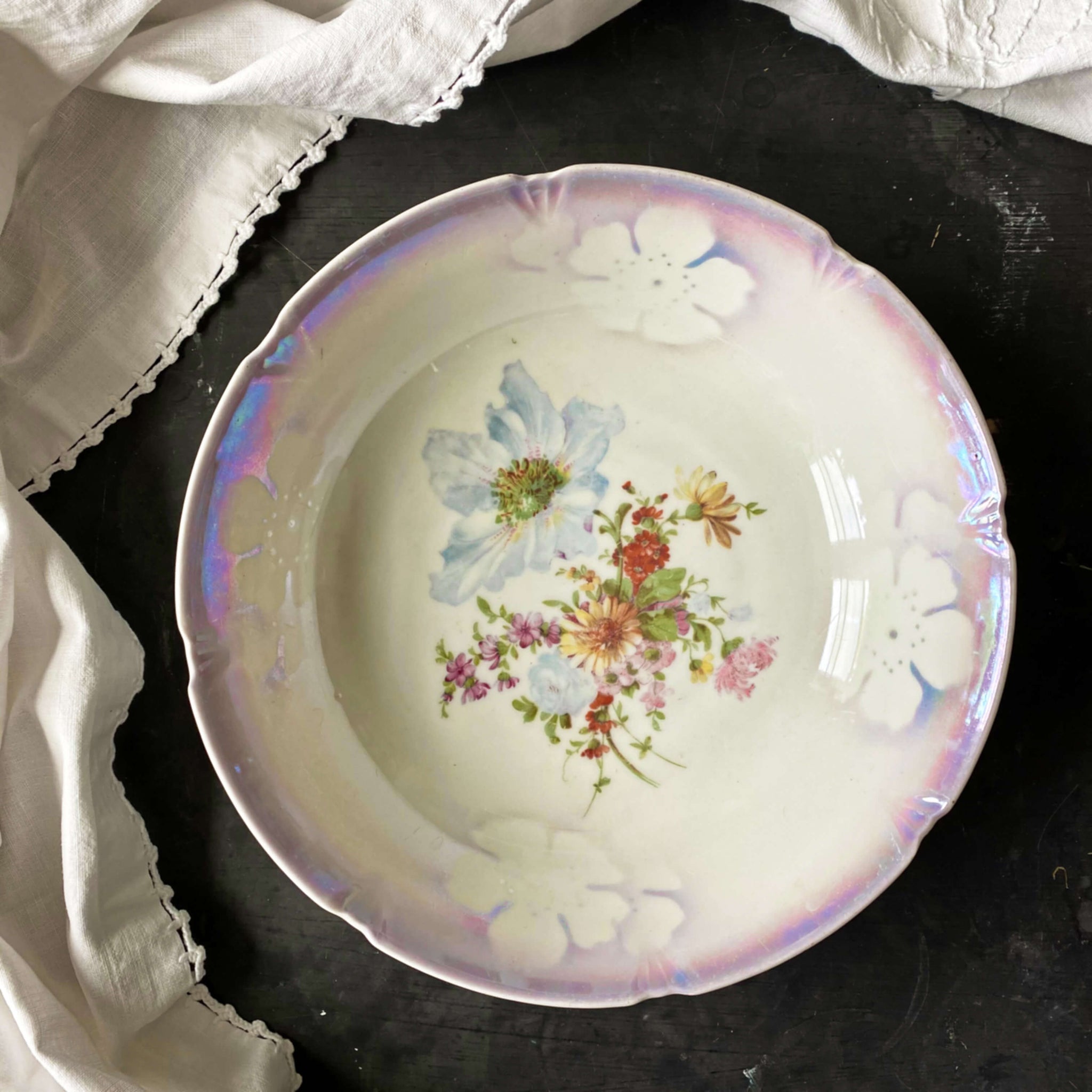 Antique German Porcelain Bowl made in Leuchtenburg - Lavender Lustreware circa 1920s/1930s