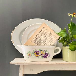 Vintage Purple Pansy Gravy Boat circa 1930s/1940s