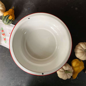 Vintage Red and White Enamelware Bowl circa 1940s
