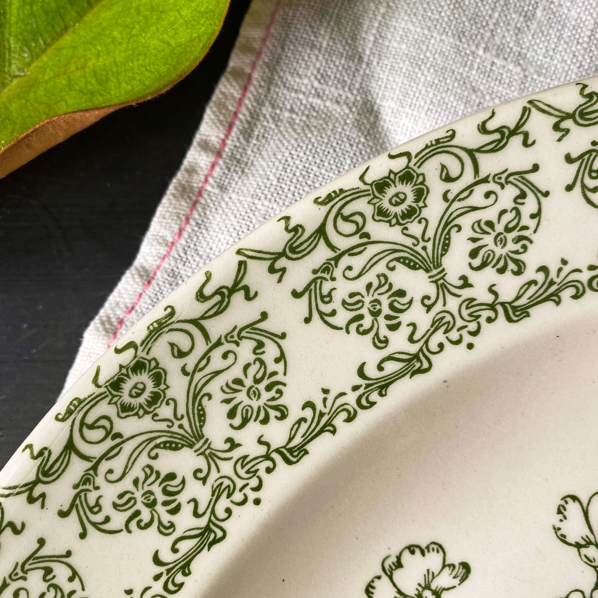 Vintage Royal China Chop Plate - Green Floral Bird Pattern circa 1954 - RESERVED for Christine